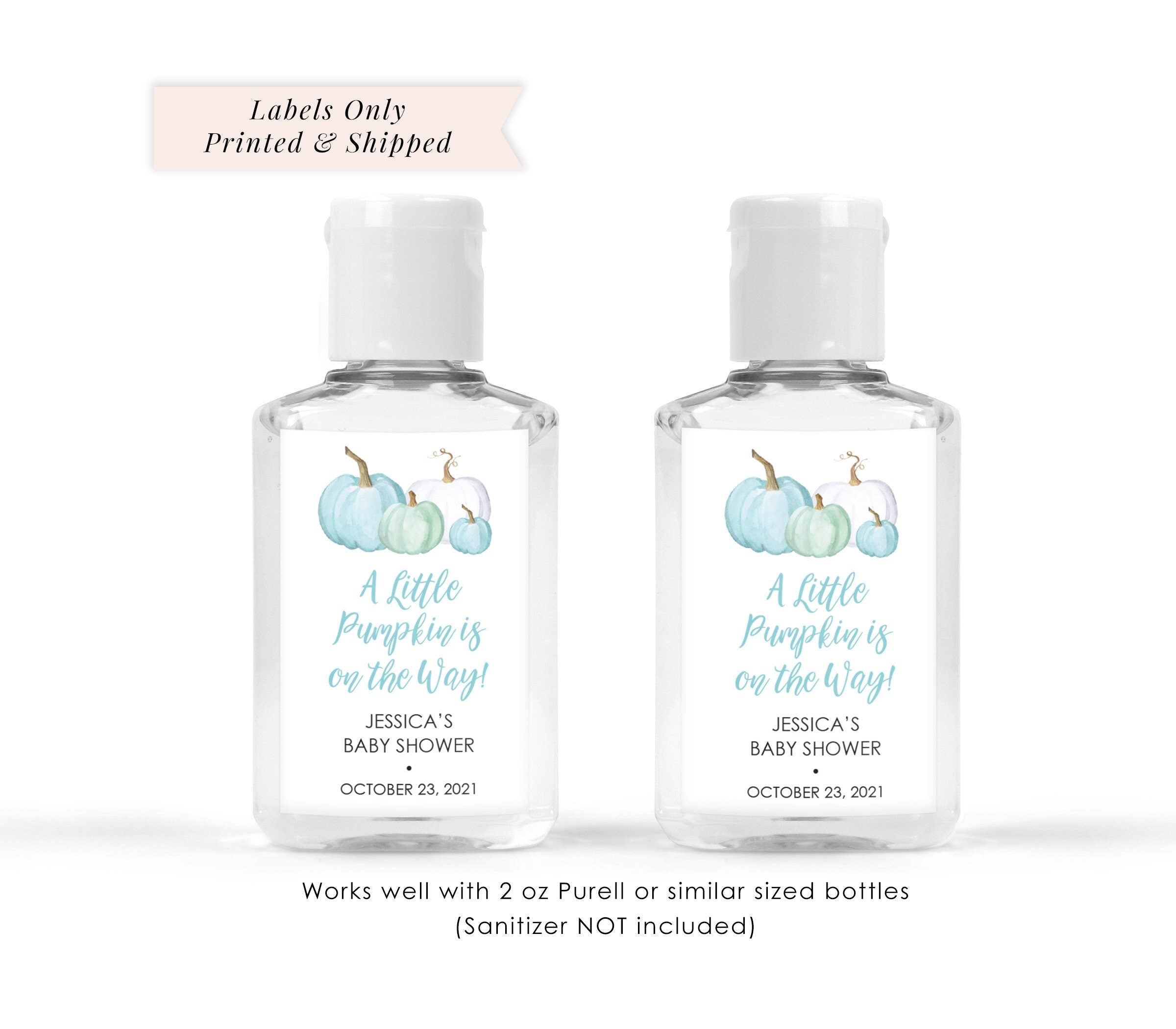 fall-themed baby shower hand sanitizer labels